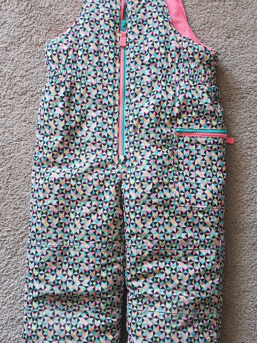 Carter's Pink & Multicolor Geometric Puffer Snow Bib